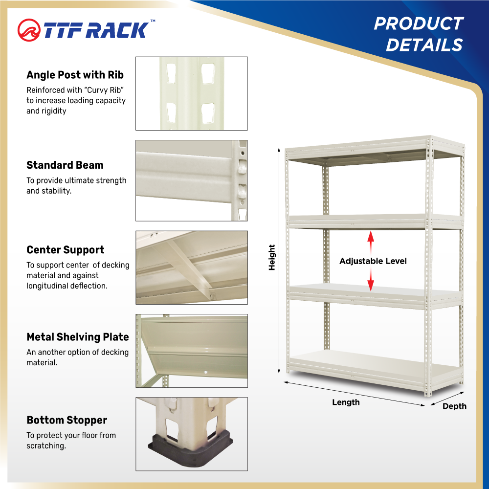 TTF Rack™ VITAL METAL RACK LITE SERIES H150-240cm D45-60cm /4 Levels ...