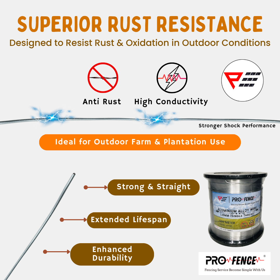 Pro Fence Electric Fence Aluminium Wire 1.8MM Sinlge Thread 500M Pagar Elektrik Wayar Anti Karat Heavy Duty Kebun