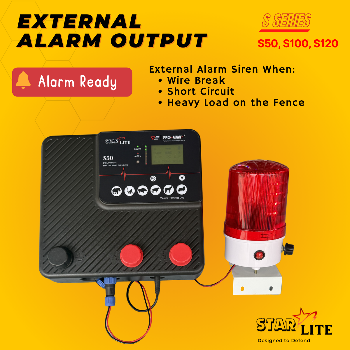 StarLite Alarm Energizer S50 S100 S120 5Joule 10Joule 12Joule Electric Fence Pagar Elektrik Pagar Kebun Solar