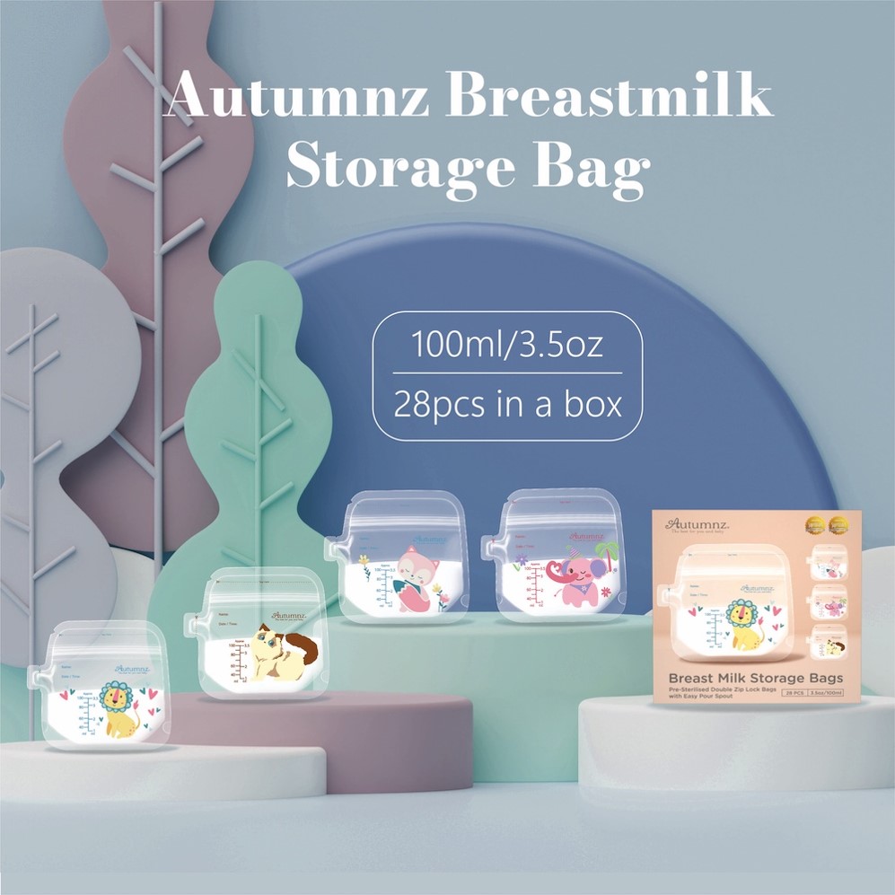 Autumnz 28pcs Double ZipLock Breastmilk Storage Bag, Easy Pour