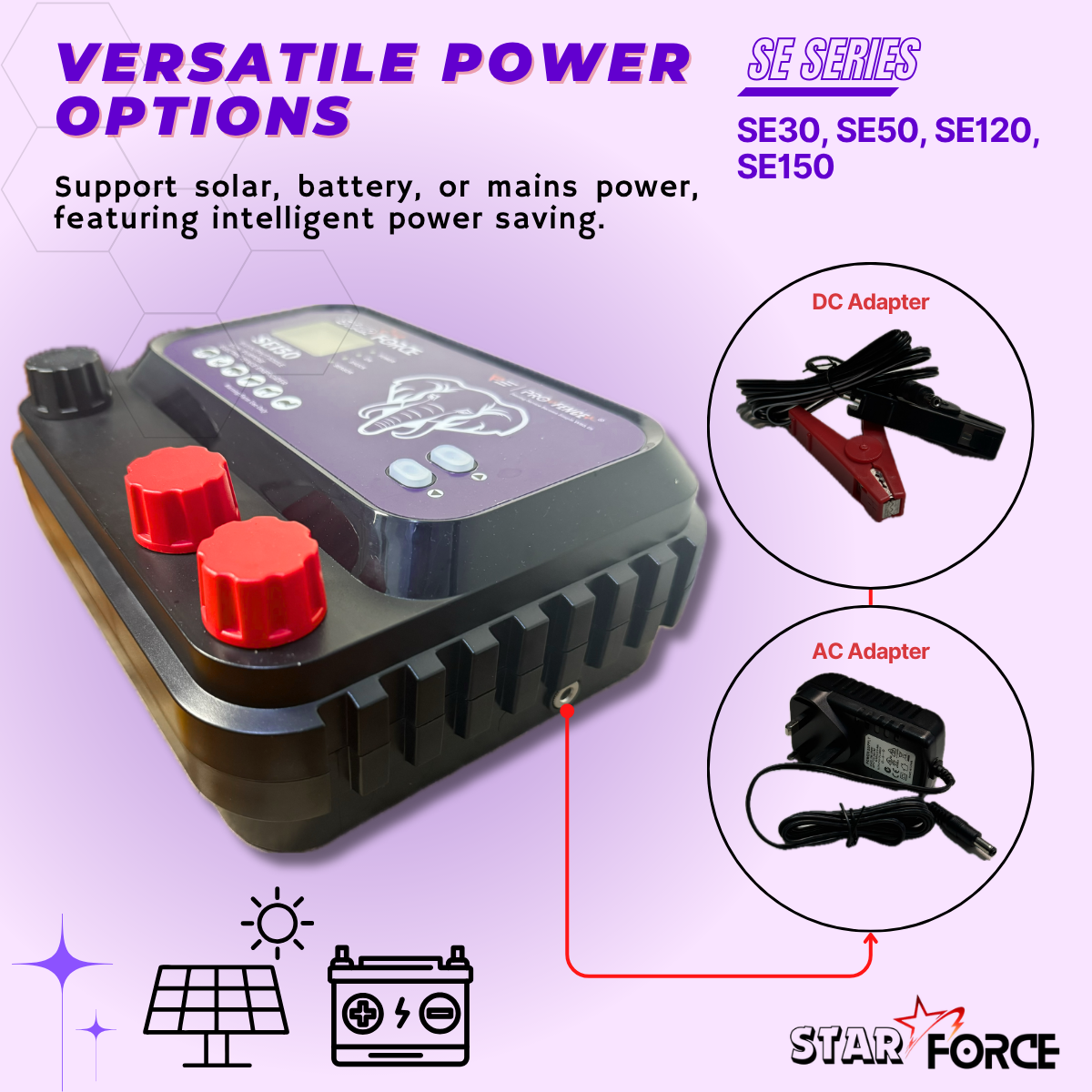 (Defense Elephant) StarForce SE150 Energizer (15.0 Joule Power) Electric Fence Pagar Elektrik Pagar Kebun Solar