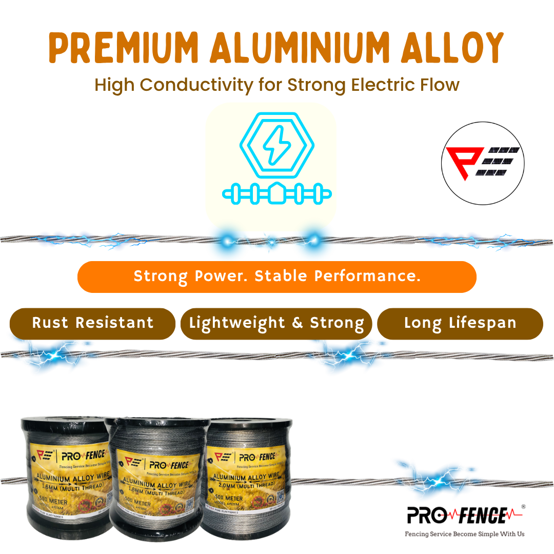 Pro Fence Electric Fence Aluminium Wire 1.6MM Multi Thread 500M Pagar Elektrik Wayar Anti Karat Heavy Duty Kebun