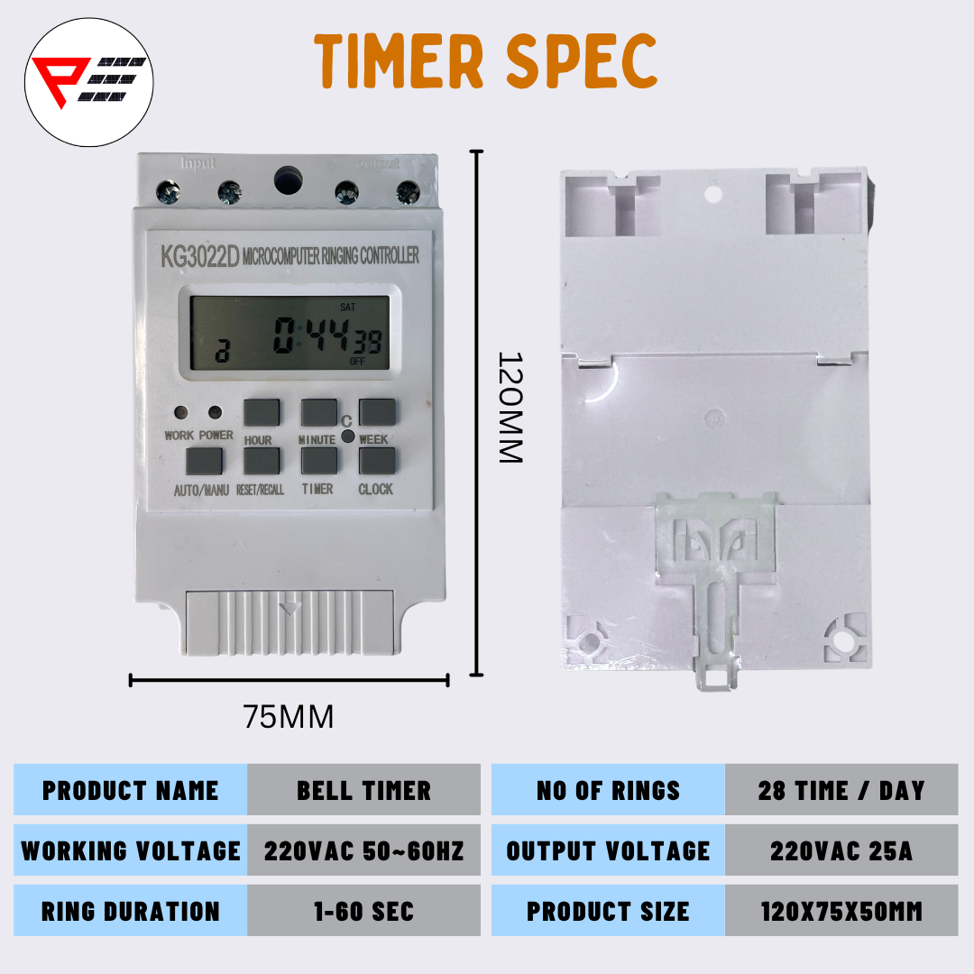 KG3022D Automatic Microcomputer Ringing Bells Timer Factory Bell School Bell 1-59 Sec Ringing Bell Stainless Steel Bell