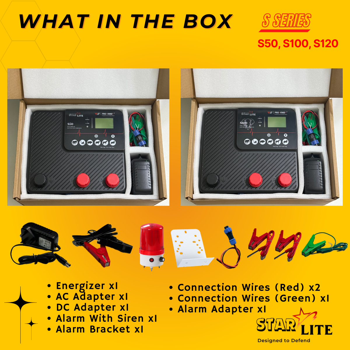 StarLite Alarm Energizer S50 S100 S120 5Joule 10Joule 12Joule Electric Fence Pagar Elektrik Pagar Kebun Solar