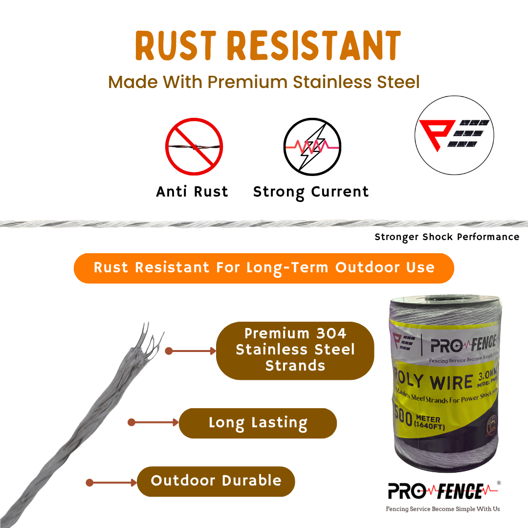 Maxson Polywire ProFence Polywire Electric Fence Wire Poly Wire Poly Rope Wayar Pagar Elektrik Pagar Electric