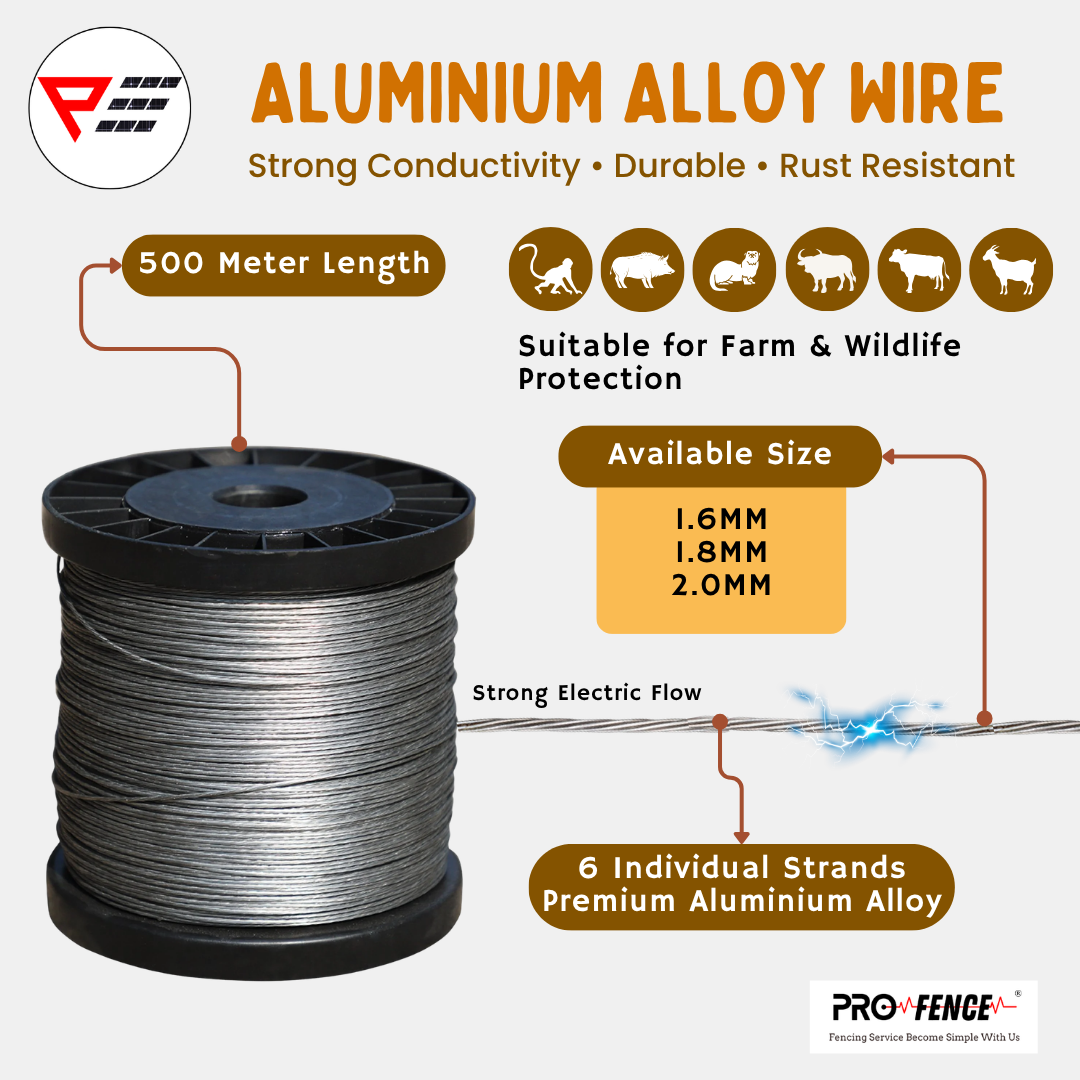 Pro Fence Electric Fence Aluminium Wire 1.6MM Multi Thread 500M Pagar Elektrik Wayar Anti Karat Heavy Duty Kebun