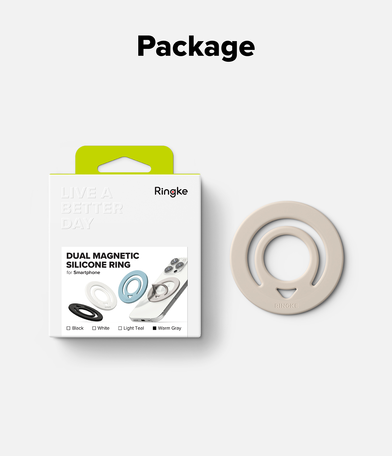 Anneau Magnétique Ringke Dual Magnetic Silicone Ring - Compatible MagSafe, Amovible, Double Face, Pour Grip Et Support Téléphone