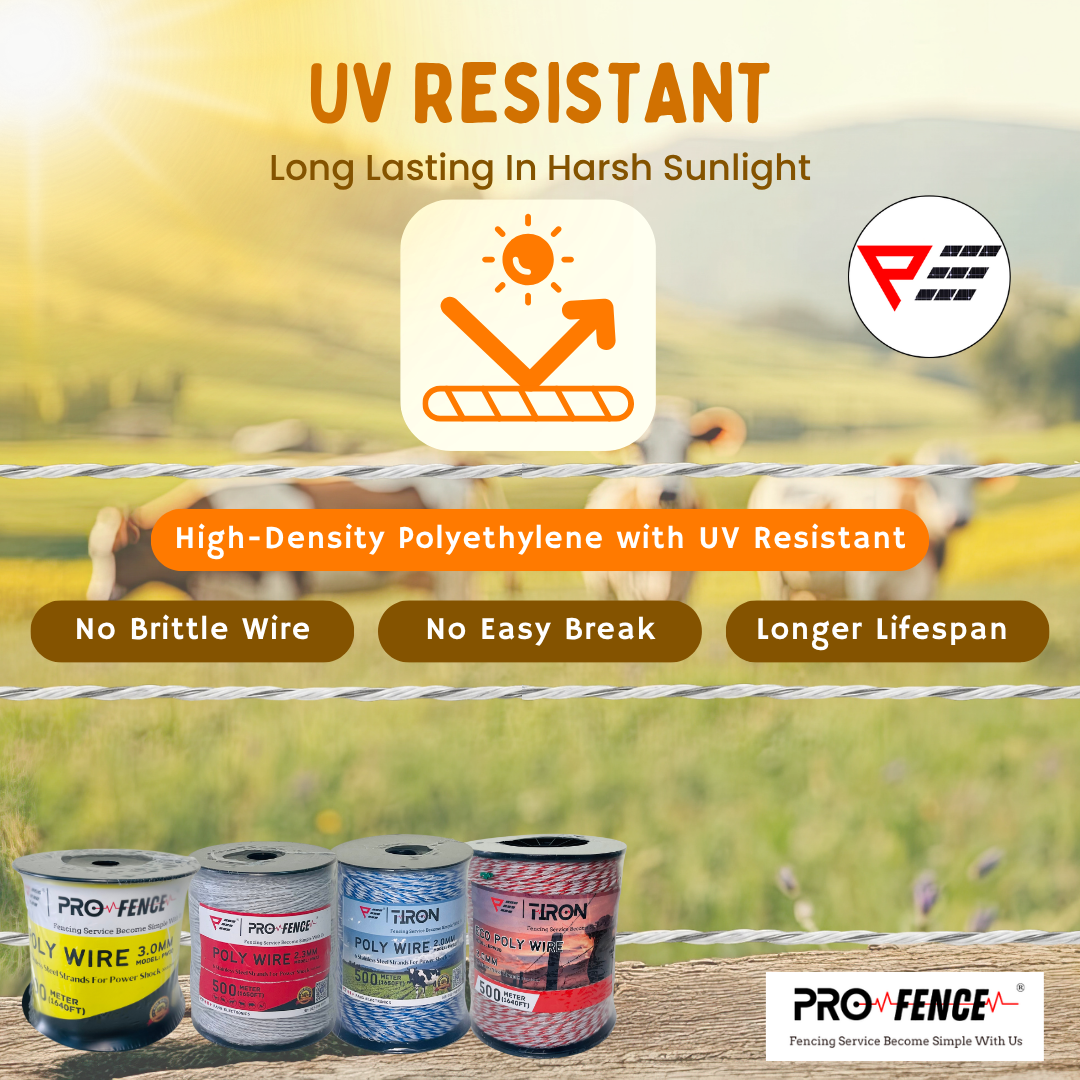 ProFence Polywire 2.0MM 2.3MM 3.0MM 500Meter Electric Fence Wire Poly Wire PoliWire Wayar Tali Pagar Elektrik Kebun