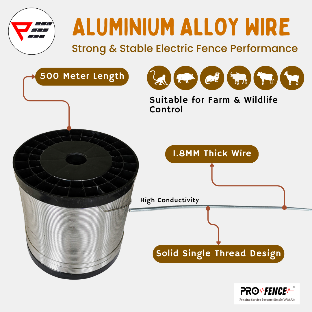 Pro Fence Electric Fence Aluminium Wire 1.8MM Sinlge Thread 500M Pagar Elektrik Wayar Anti Karat Heavy Duty Kebun