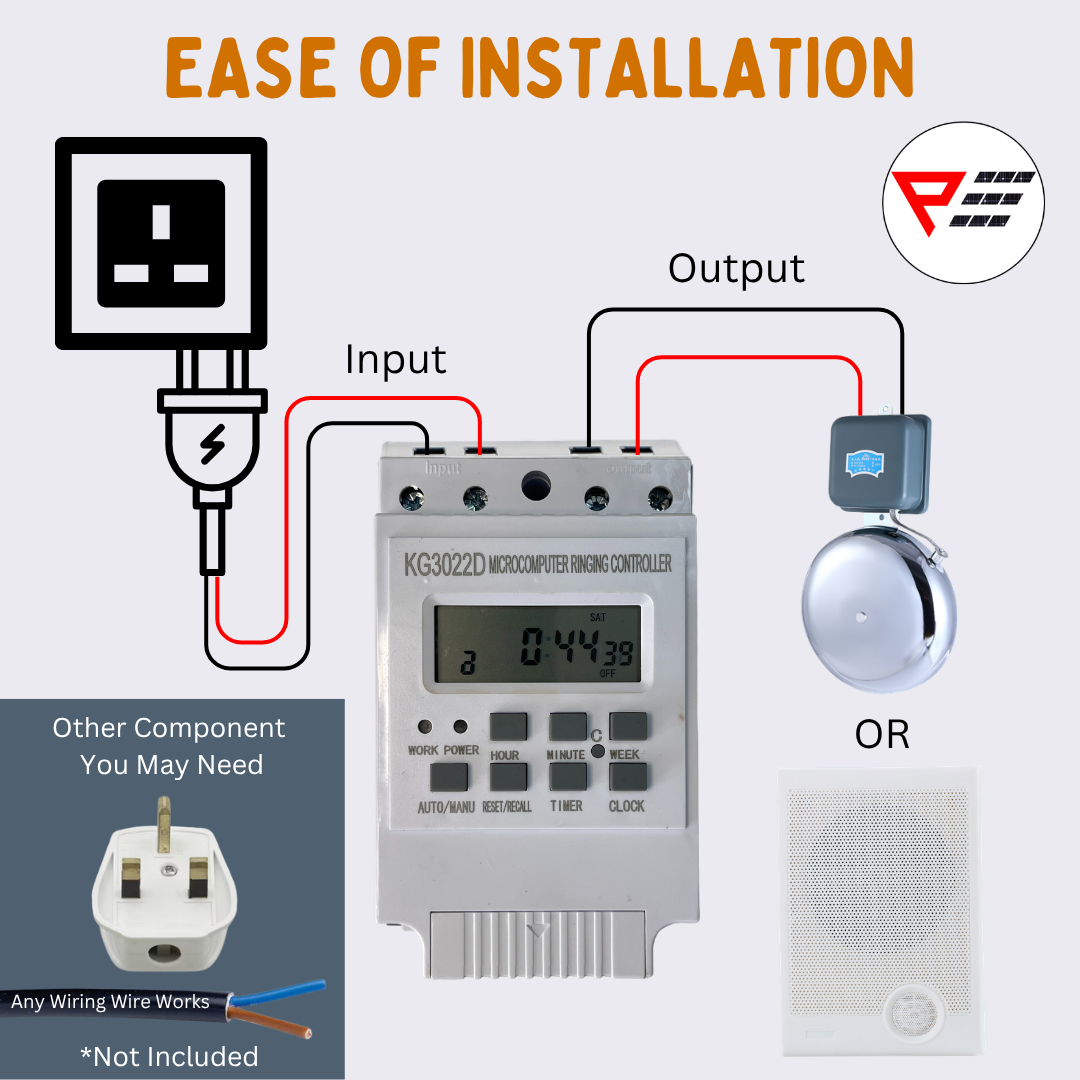 KG3022D Automatic Microcomputer Ringing Bells Timer Factory Bell School Bell 1-59 Sec Ringing Bell Stainless Steel Bell