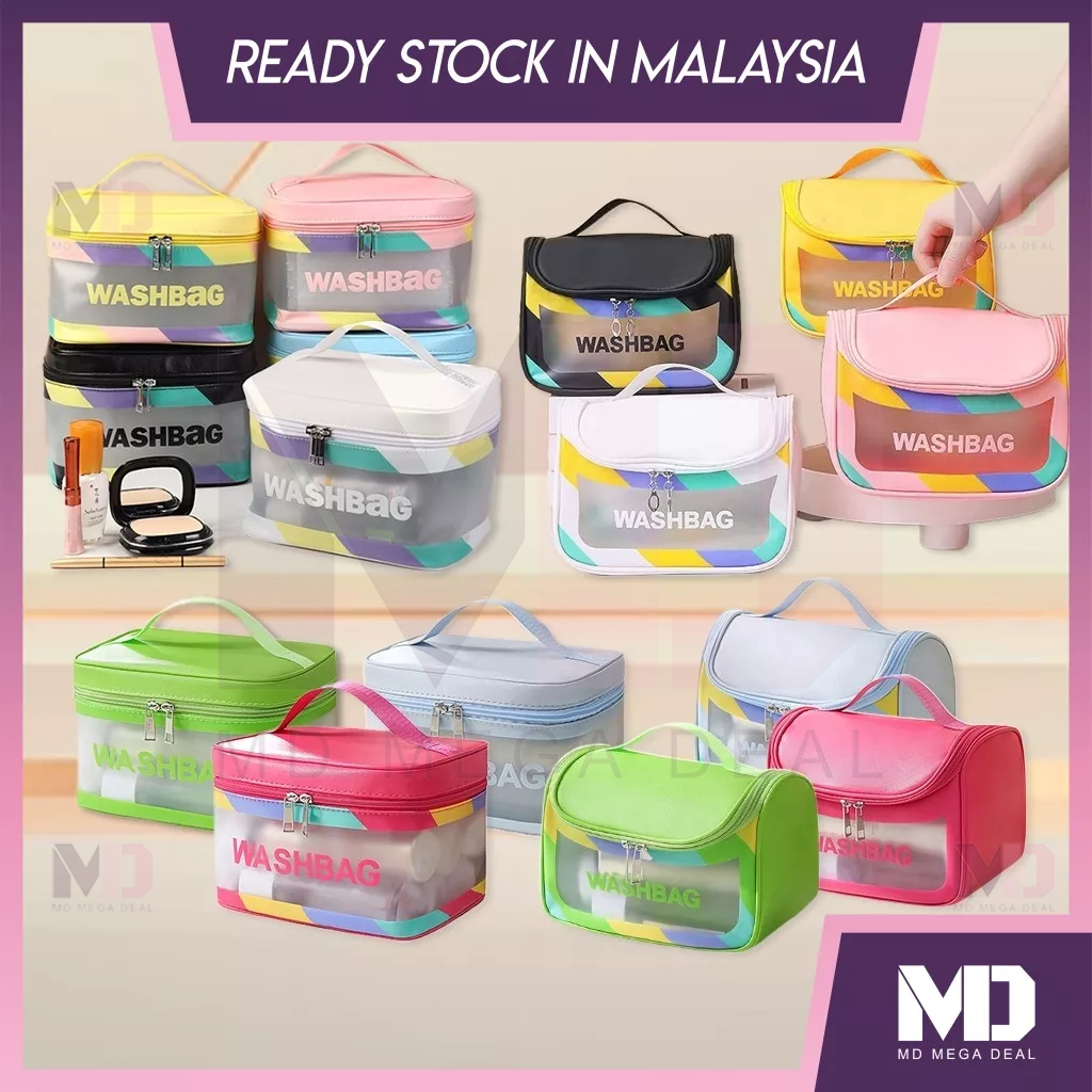 《Mega Deal》Waterproof TPU Cosmetic Bag Makeup bag Transparent Storage Bath Bag Hand Portable Wash Bag Cosmetic Bag