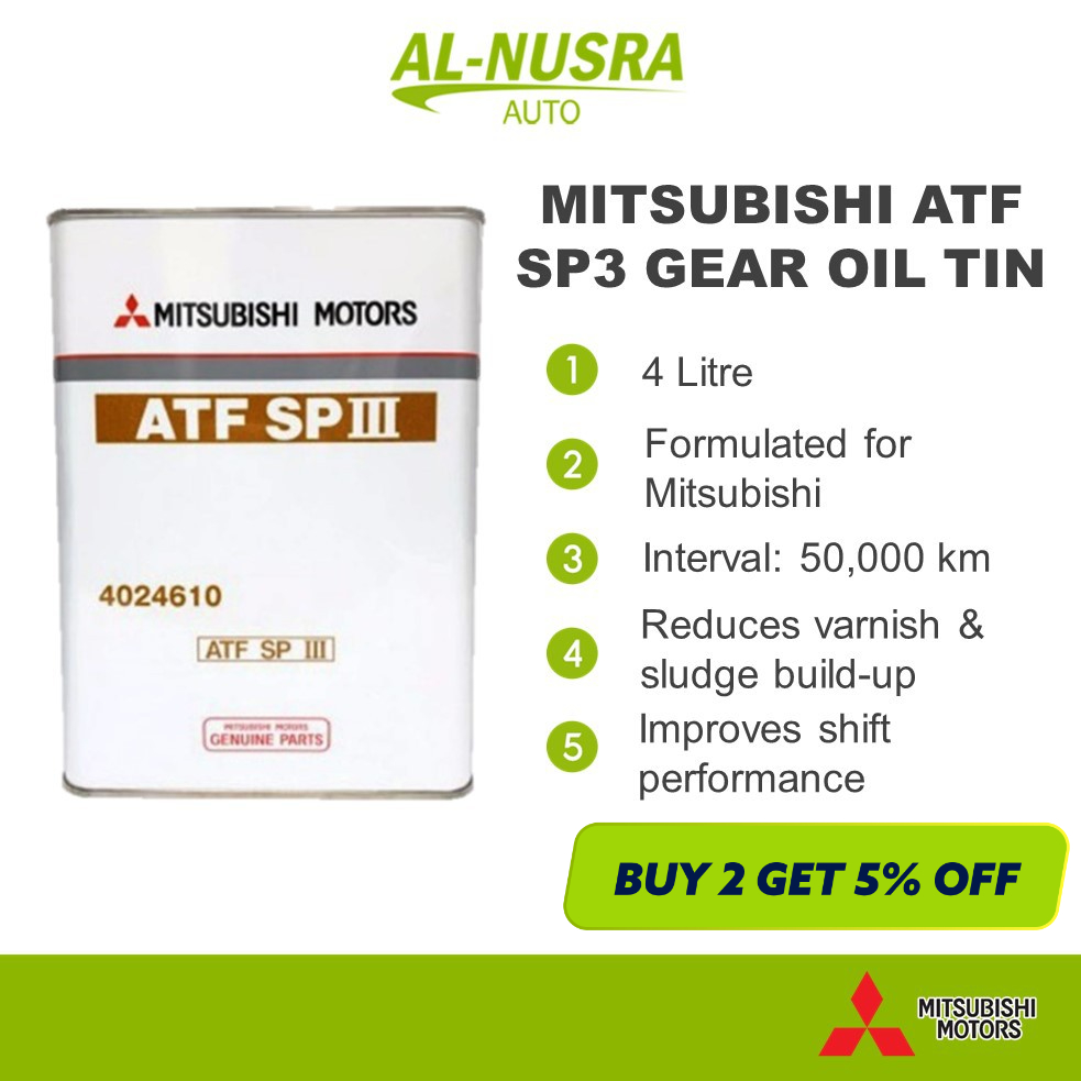 MITSUBISHI ATF SP3 GEAR OIL TIN 4L AUTO TRANSMISSION FLUID GEAR OIL