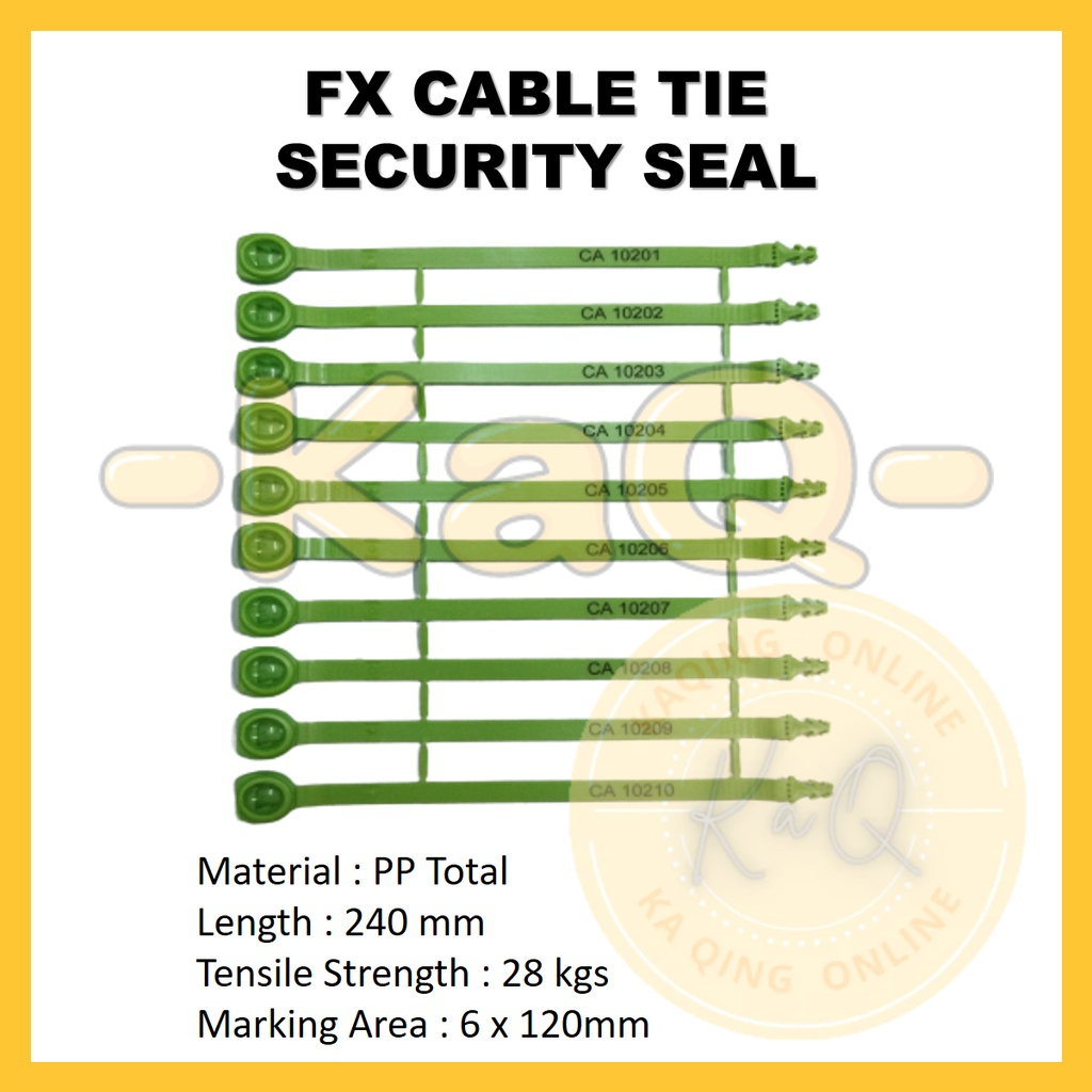 FX Cable Tie Tagging Security Seal Fix Length Serial Number Blue Green