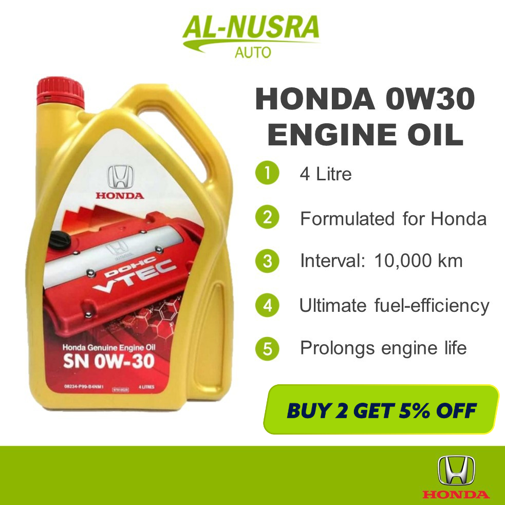 HONDA 0W30 ENGINE OIL 4L MINYAK HITAM FULLY SYNTHETIC 0W30 MINYAK