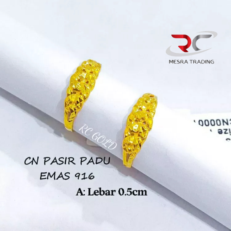 CINCIN PASIR PADU EMAS TULEN 916 CN LIPAN KAIT PASIR EMAS 916 SIMPLE FASHION GOLD RING 916