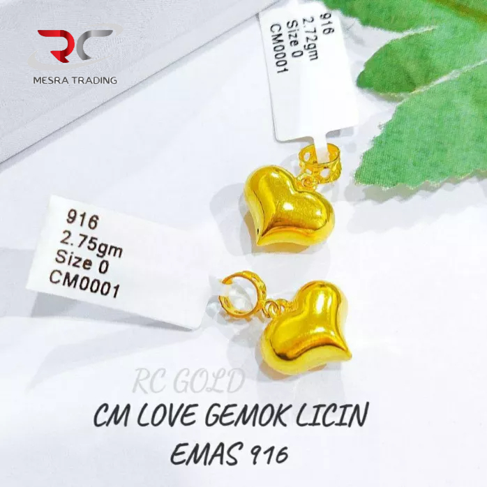 CHARM LOVE GEMOK LICIN EMAS TULEN 916 LOKET LOVE GEMUK LICIN EMAS 916 PENDANT LOVE PONG LICIN 916 CHARM PANDORA EMAS 916