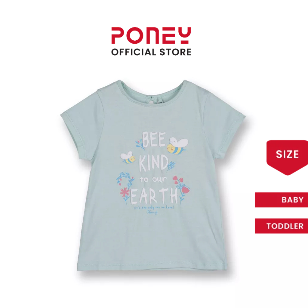 Poney Girls Light Green Bee Kind To Our Earth Short Sleeve Tee