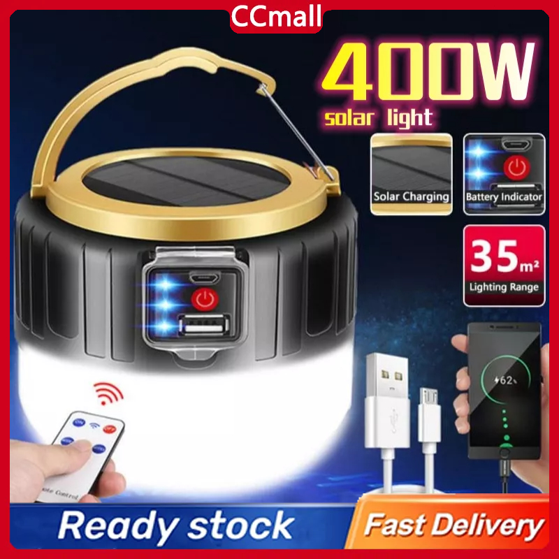 ✨Lowest Price✨400W Camping Light Solar Outdoor USB Charging 3 Mode Tent Lamp Waterproof Portable Lantern Night Lighting