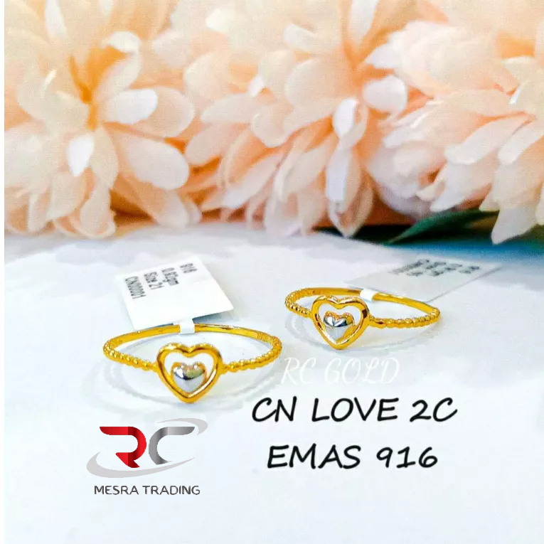 CINCIN MINIMALIST LOVE 2C EMAS TULEN 916 CN LOVE FESYEN EMAS 916 BAJET DOUBLE LOVE GOLD RING 916 SIMPLE DESIGN GOLD RING
