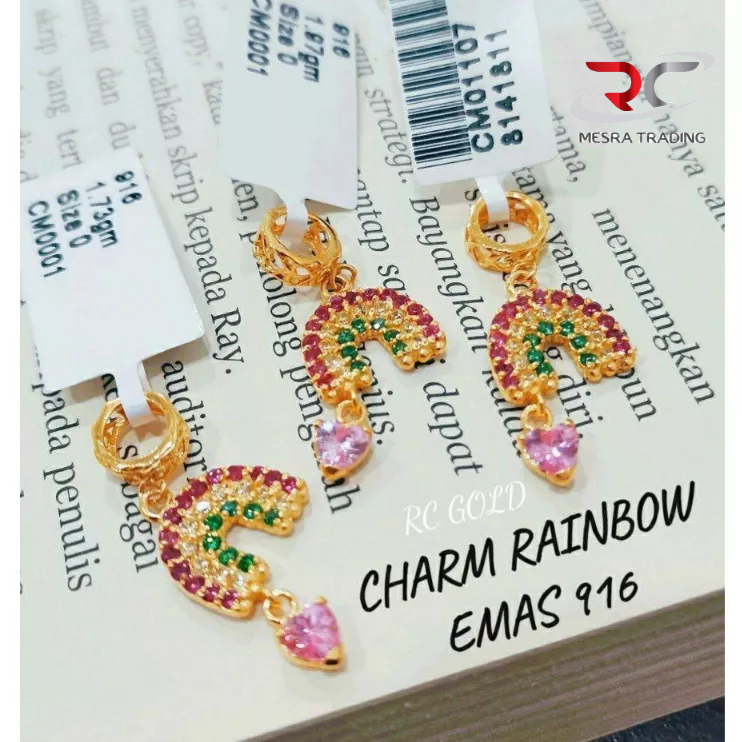 CHARMS PANDORA DIAMOND EMAS TULEN 916 CHARM RAINBOW JAZZ EMAS 916 LOKET BATU EMAS 916 DIAMOND PENDANT 916 BEADS PANDORA