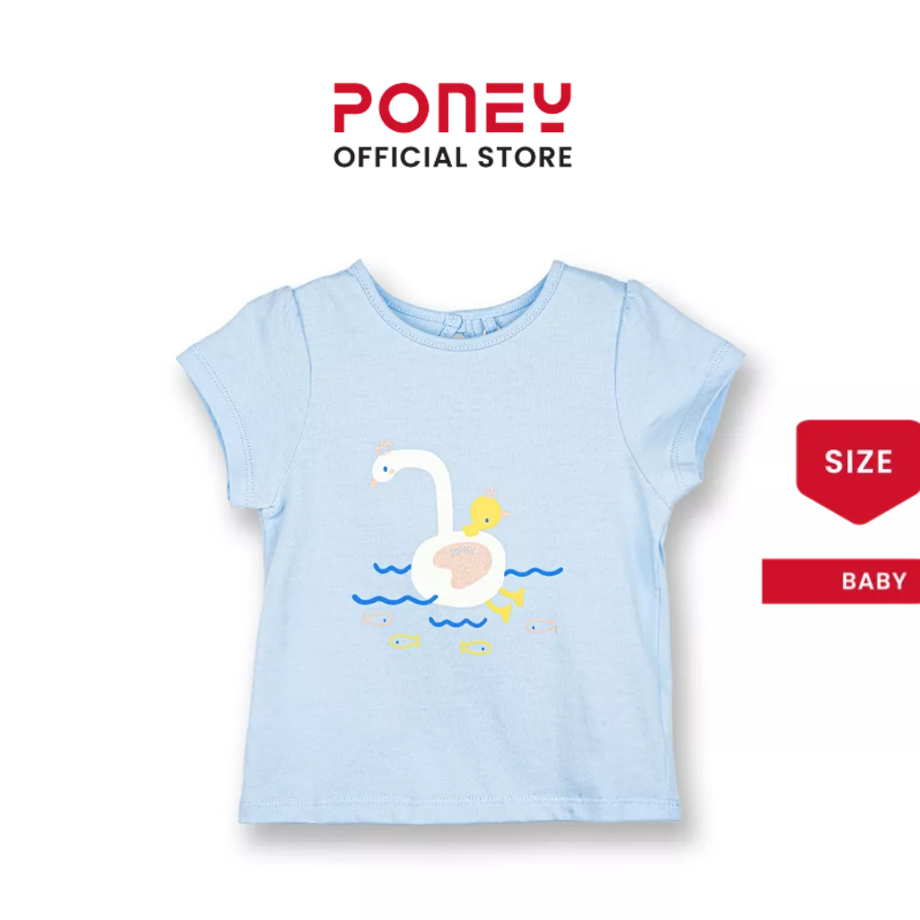 [CLEARANCE] Poney Girls Light Blue Mommy & Baby Duck Short Sleeve Tee