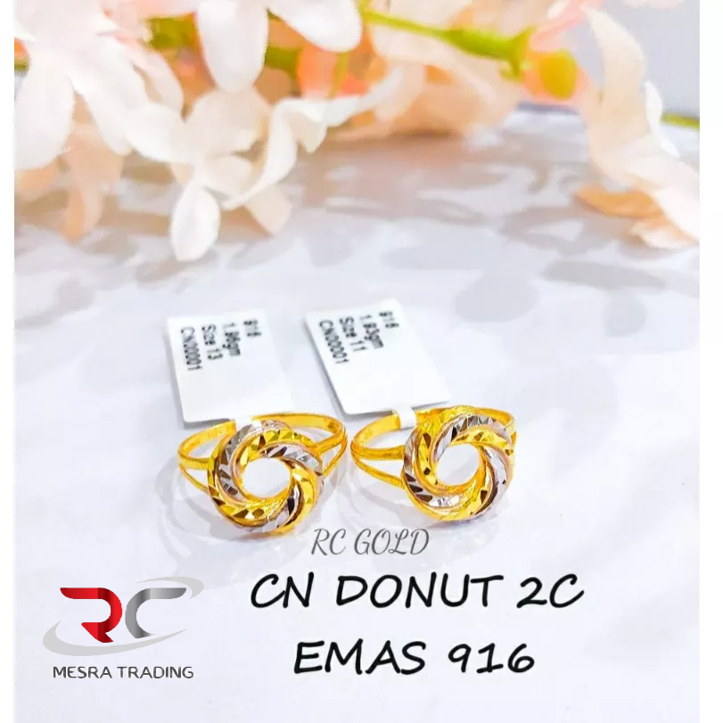 CINCIN DONUT 2C EMAS TULEN 916 CN BULAT SPIRAL 2C EMAS 916 GOLD DOUGHNUT RING 916 2C SIMPLE DESIGN RING 916