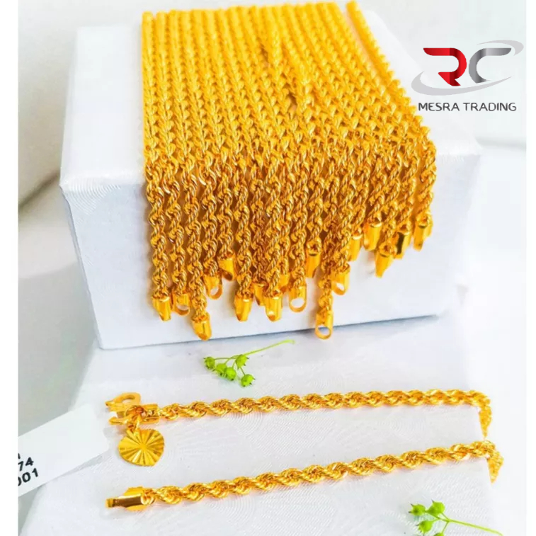 RANTAI TANGAN PINTAL KOSONG 2G 3G BAJET EMAS TULEN 916 RT SABUT KOSONG EMAS 916 GOLD HOLLOW ROPE BRACELET