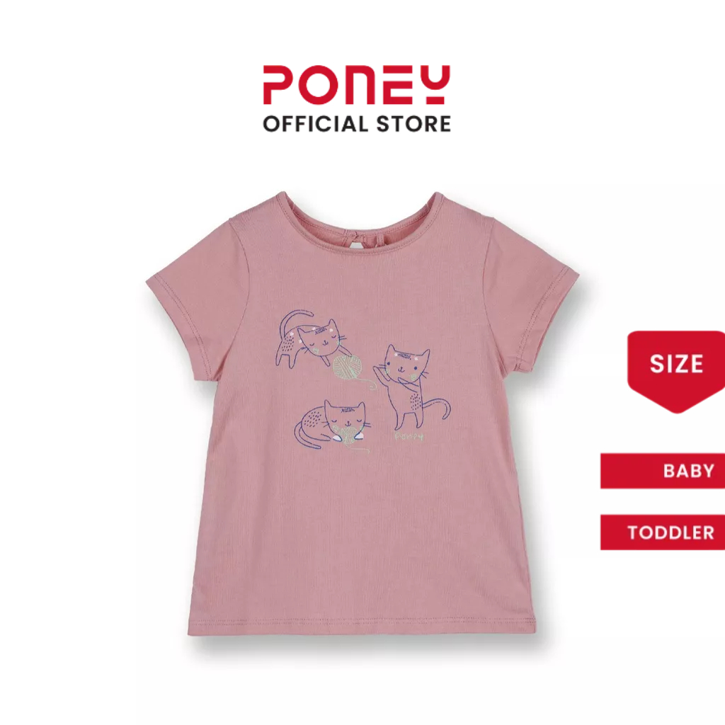 Poney Girls Dusty Pink Playful Kitties Short Sleeve Tee