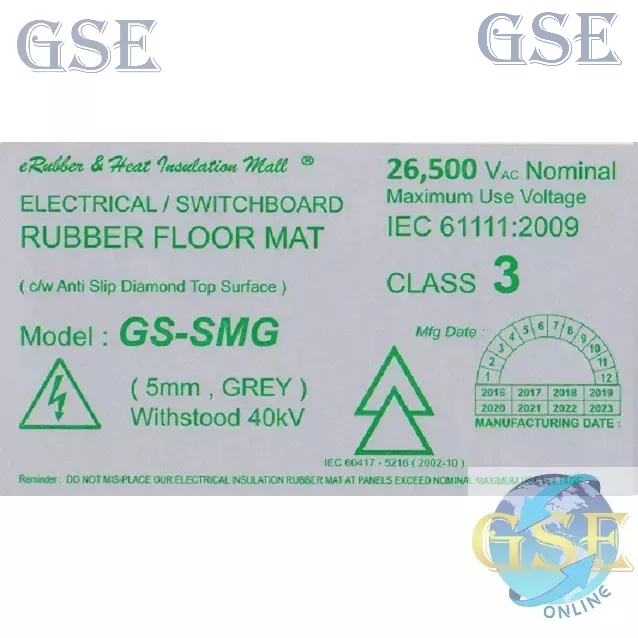 Medium/High Voltage Insulation Rubber Mat, GS-SMG, IEC61111:2009 Class 3, TNB & SGS Test Reports
