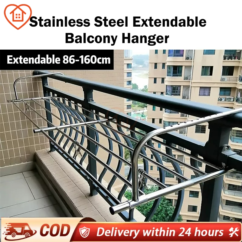 Malay ShipmentStainless Steel Foldable Towel Hanger Balcony Laundry Cloth Drying Rack Indoor Outdoor Clothes Hangers