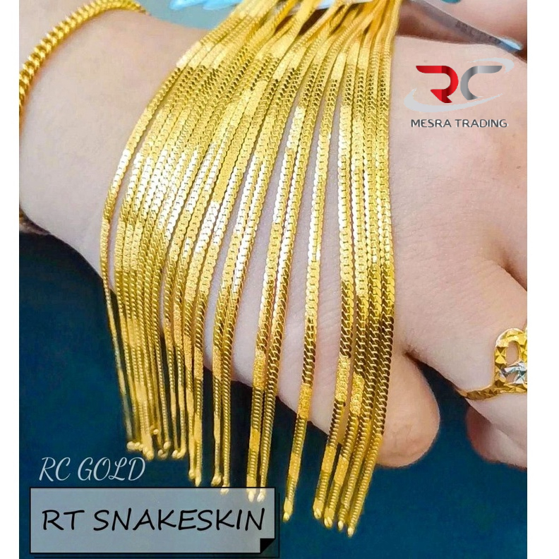 RANTAI TANGAN SNAKE SKIN DEWASA DAN BUDAK BAJET EMAS TULEN 916 GELANG SNAKESKIN 916 GOLD BRACELET 916