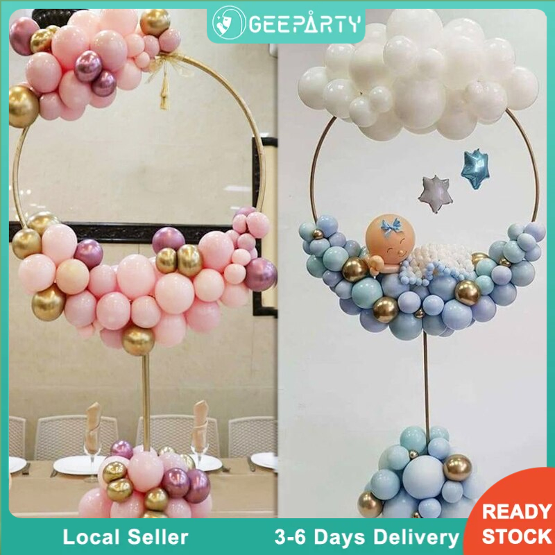 GeeParty 80 cm Round Circle Loop Holder Balloon Stand Arch Wreath Ring for Wedding Decoration Kids Birthday Party