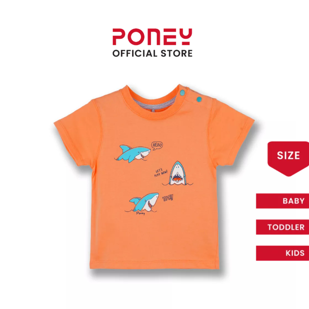 [CLEARANCE] Poney Boys Orange Let's Play With The Sharks Short Sleeve Tee