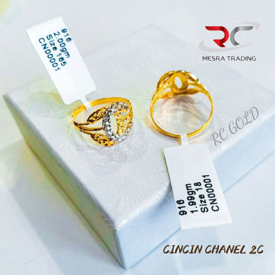 CINCIN FESYEN EMAS TULEN 916 CINCIN CROME EMAS 916 CN FESYEN 2C EMAS 916 SIMPLE FASHION GOLD RING 916