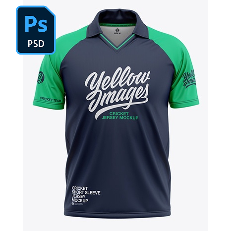 Men’s v-neck raglan short sleeve cricket jersey 6500x6500 px | Mockup Tshirt High Quality Photoshop