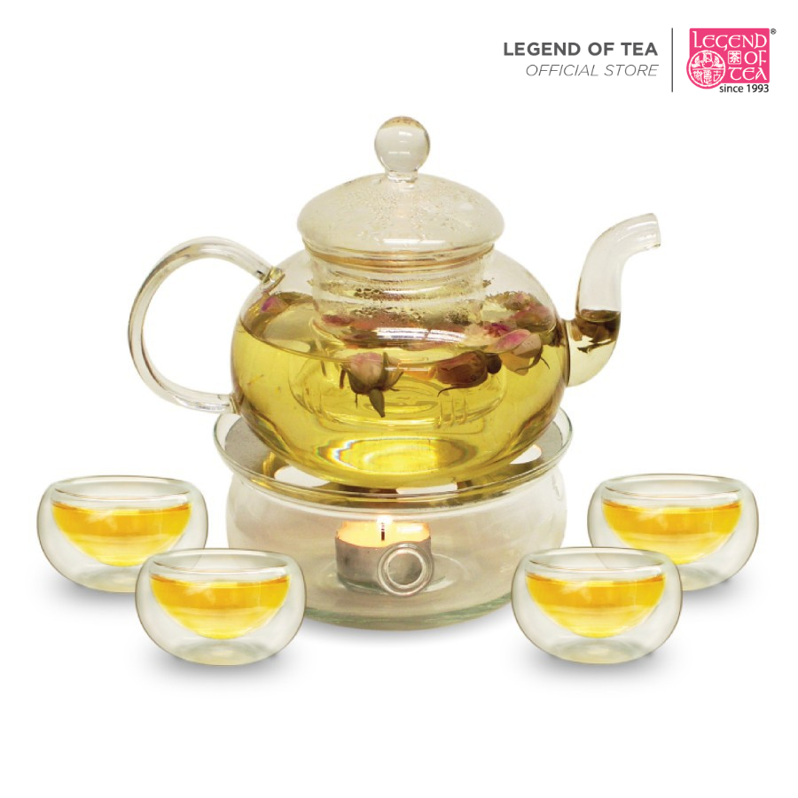 Lots® Glass Teapot Warmer Set with Infuser and Tea Cups