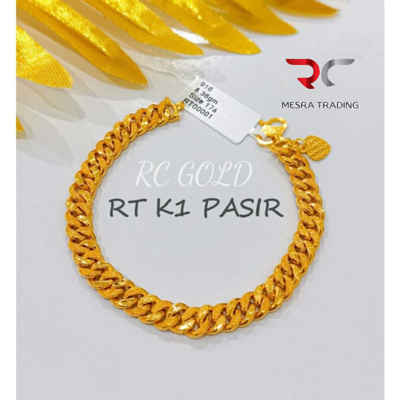 RANTAI TANGAN KAIT 1 KAIT 2 USED EMAS TULEN 916 GELANG TANGAN LIPAN PASIR USED LIKE NEW PRELOVED GOLD BRACELET 916