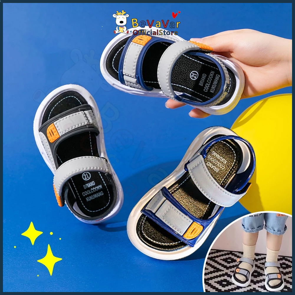 BEVAVAR 1-4Yrs Baby Kids Sandals Boys Shoes Outdoor Anti-Slip Children Sandals Beach Shoes Kasut Budak Lelaki 男孩凉鞋