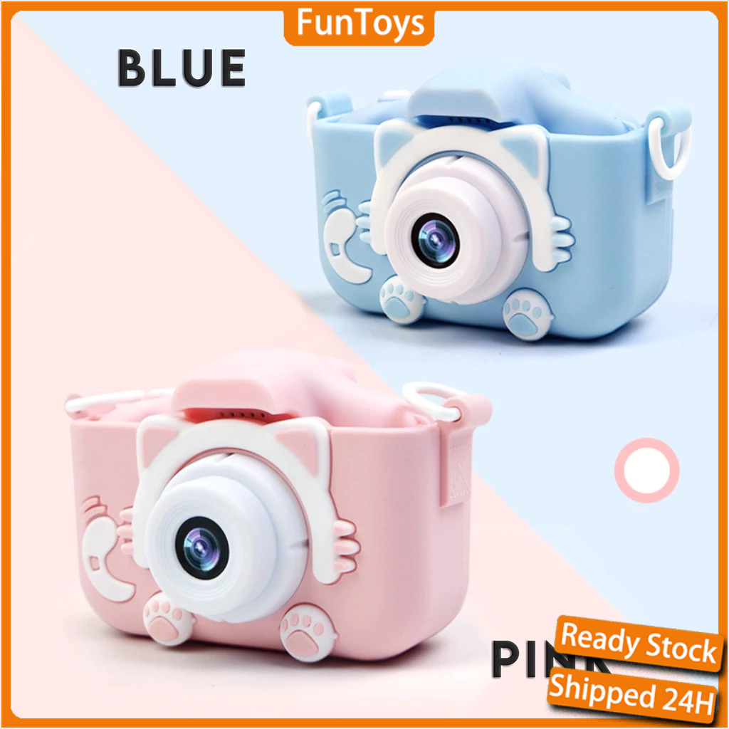 【24H】Kids Digital Camera Toy Shockproof Child Cat Mini Camera Photography HD Photo Video Recording Cute Cartoon kamera