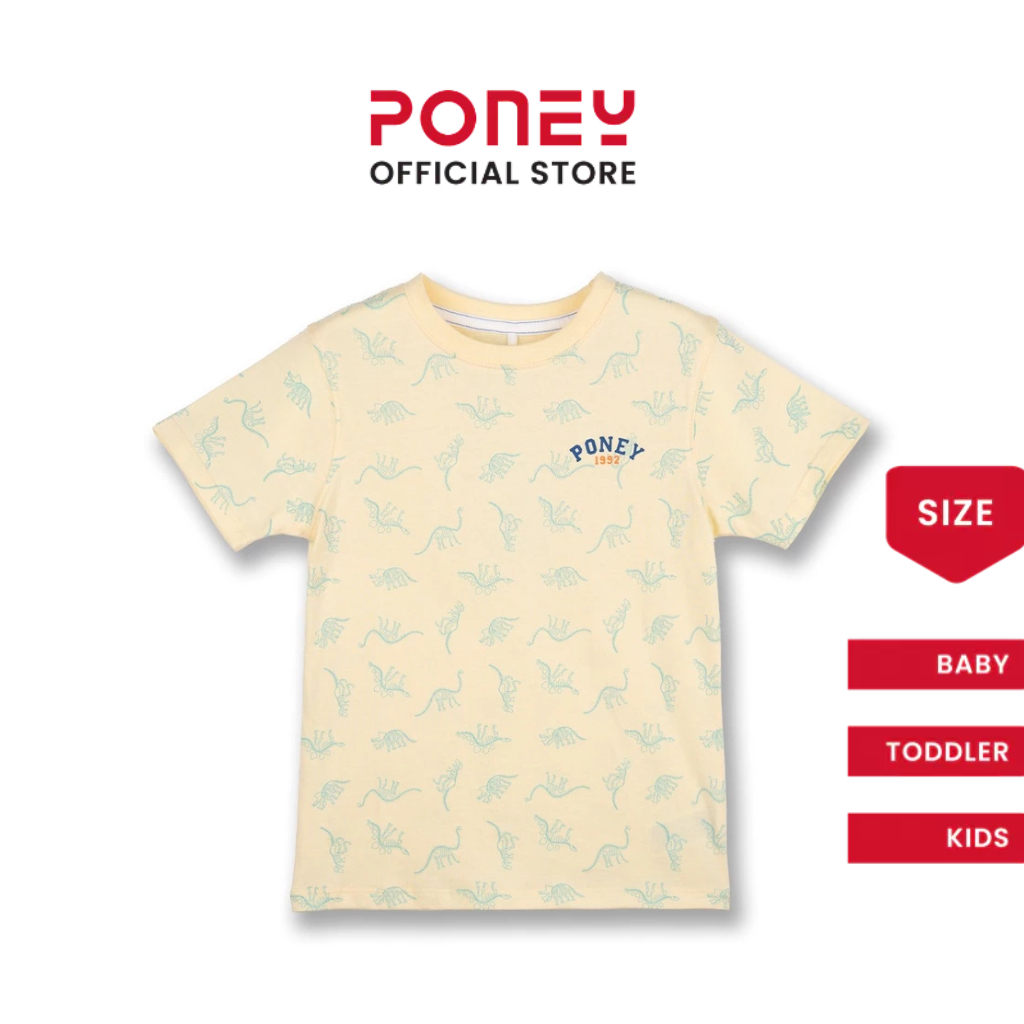 Poney Boys Light Yellow Dino Friends Fossil Short Sleeve Tee