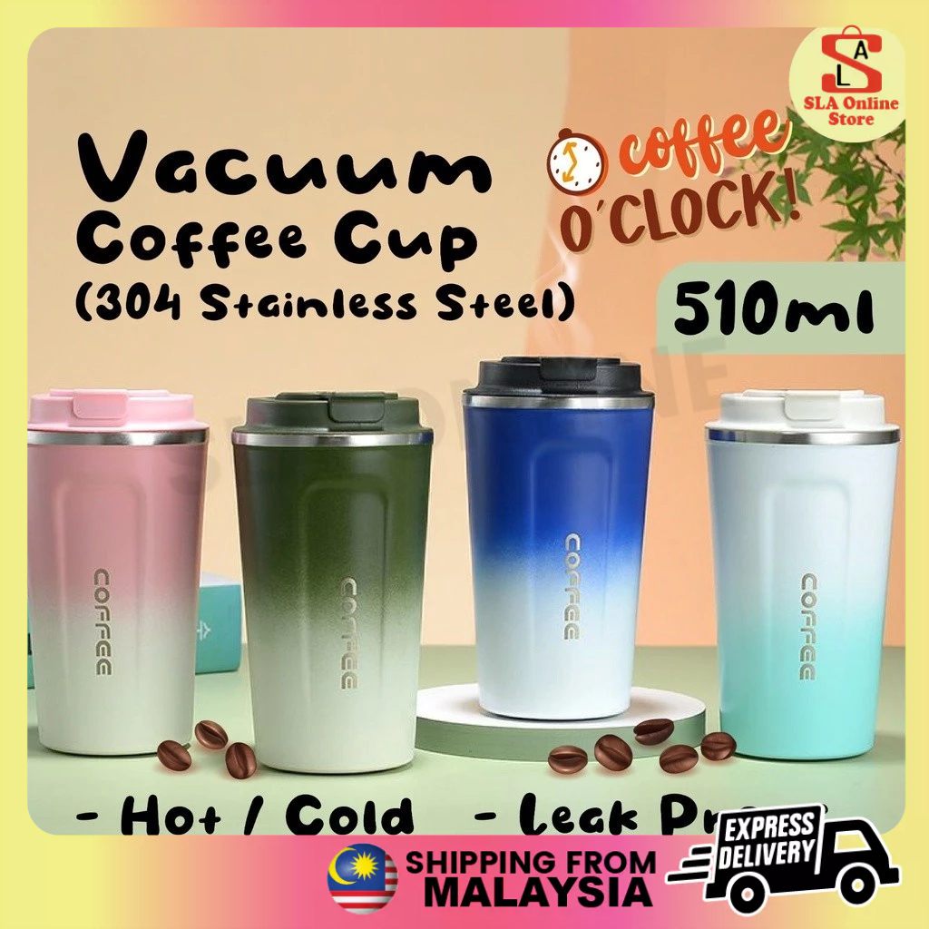 【READY STOCK】304 Stainless Steel Coffee Tumbler Mug Coffee Travel Mug Vacuum Coffee Thermos Cup Vacuum Tea Cup