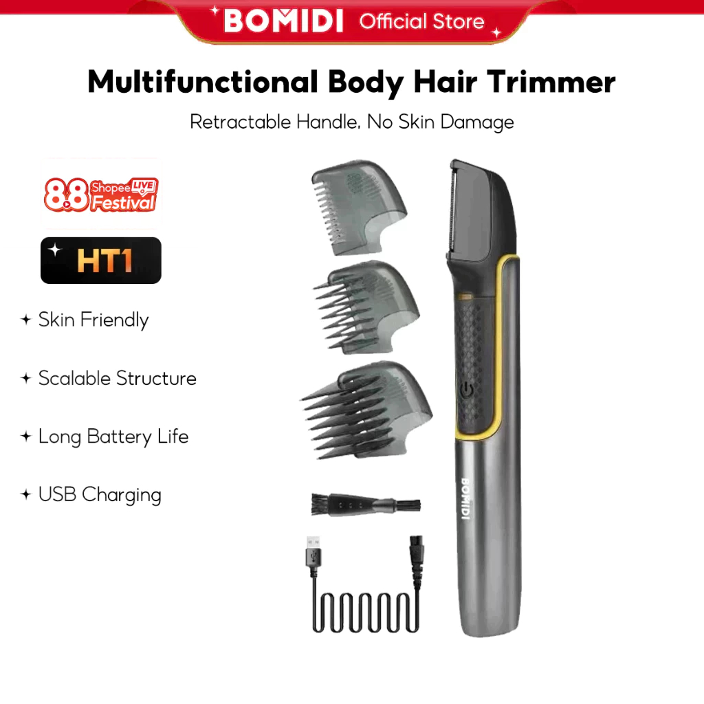 [HOT] BOMIDI HT1 Multifunctional Shaver Body Hair Trimmer Men Women Groomer Pubic Back Hair Clipper