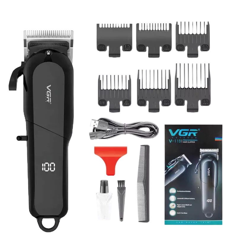 VGR-V-118 ZERO Adjustable Professional Rechargeable Hair trimmer Metal hair clipper mesin rambut cutter shaver men mesen