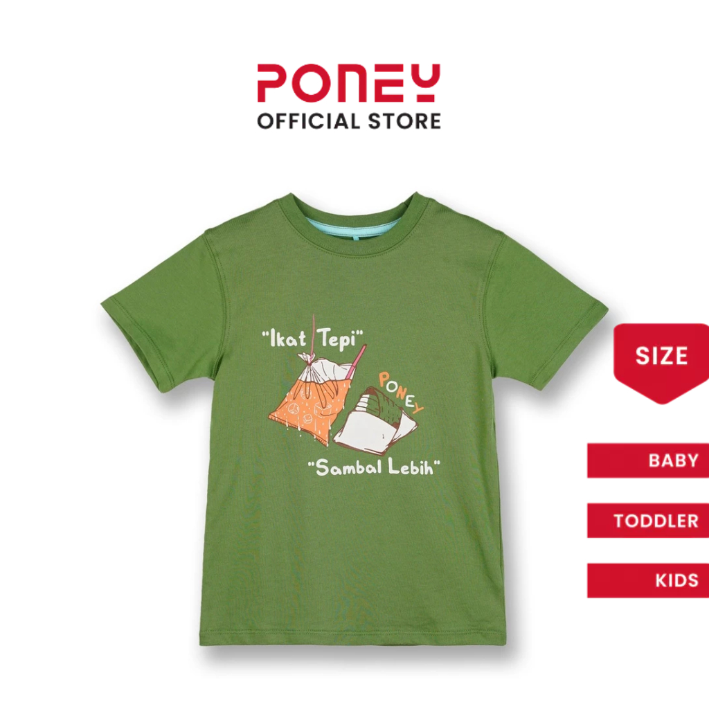 Poney Boys Green Ikat Tepi & Sambal Lebih Short Sleeve Tee