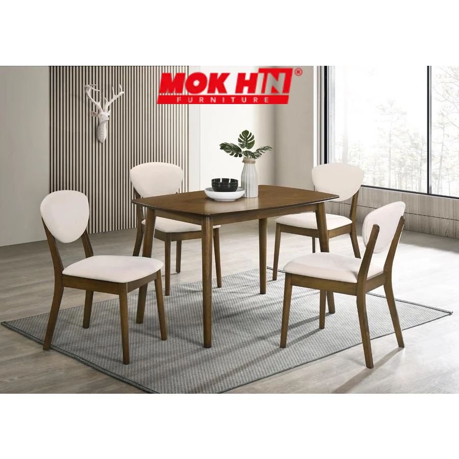 SOLID WOOD Dining Cushion Chair and Table (1+4) / Set Meja Makan (1+4) GRADE AAA USA EXPORT PRODUCT CHEAP AND AFFORABLE