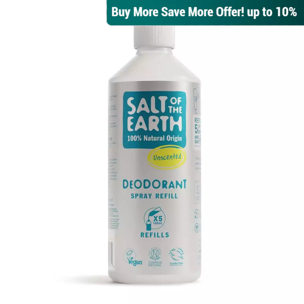 Salt of the Earth, Natural Deodorant Spray (Unscented) Refill 500ml