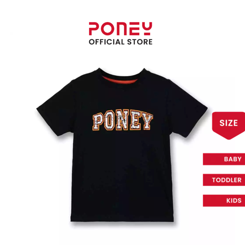 Poney Boys Black Rugged Bold Logo Short Sleeve Tee