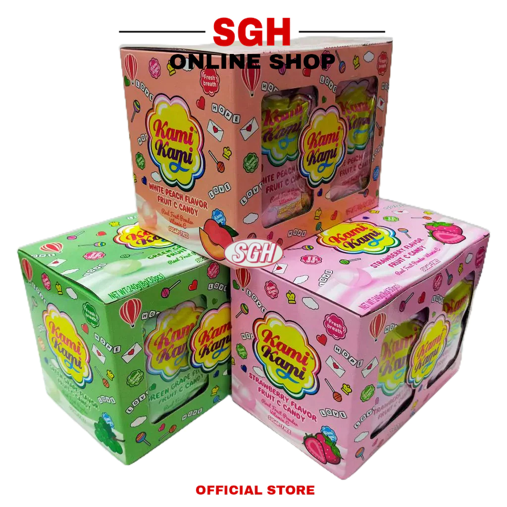 Kami Kami Tablet 30pcs Strawberry / With Peach / Blueberry / Green Grape Flavor Fruit C Candy (±8G x 30 Pcs)