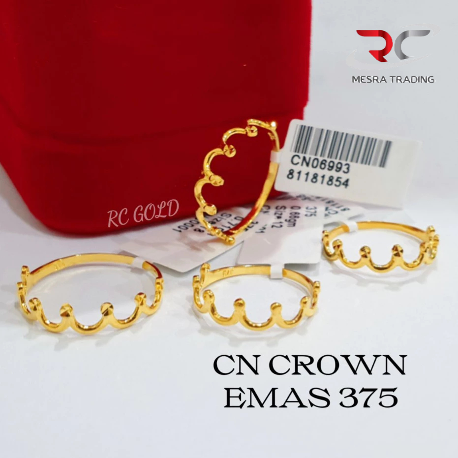 CINCIN CROWN EMAS TULEN 375 CINCIN BAJET EMAS 375 CN CROWN EMAS GOLD RING 375 CROWN RING SIMPLE FASHION RING