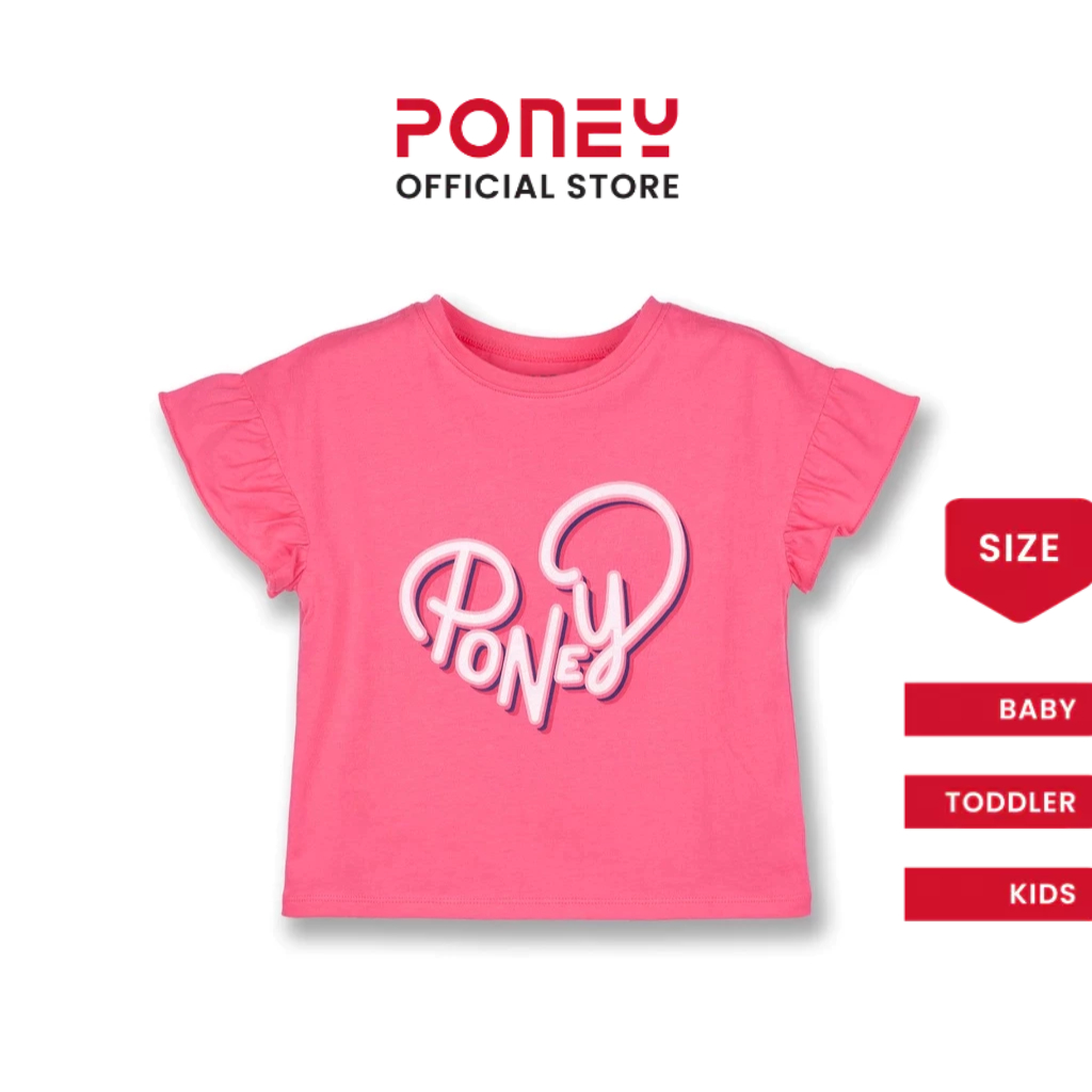 Poney Girls Fuchsia Candy Ruffled Short Sleeve Tee